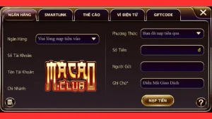 Nạp tiền theo các phương thức Macau Club hỗ trợ
